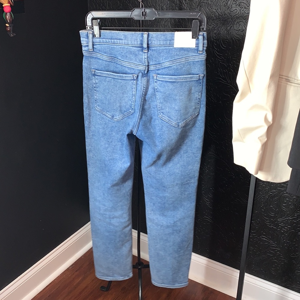 Express High Waisted Medium Wash Ripped Slim Jeans - Picture 12 of 14